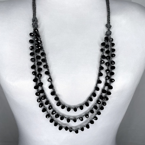 NWT Coco 3 Strand Faux Crystal Necklace & Matching Earring Set | 15-18” long
